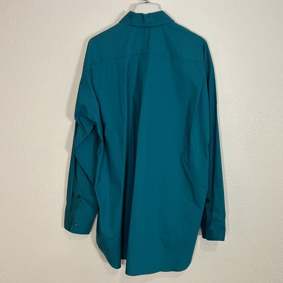 Sofie D’Hoore Brennan Oversized Cotton Poplin Shirt Teal Button Down LS Blouse - Picture 2 of 4